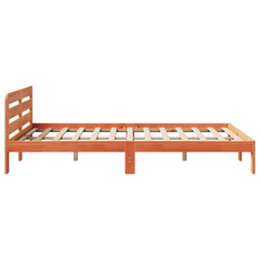 Elegant King Size Solid Wood Pine Bed Frame in Wax Brown (150x200 cm) - Sturdy Slatted Base & Under-Bed Storage