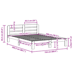 Elegant King Size Solid Wood Pine Bed Frame in Wax Brown (150x200 cm) - Sturdy Slatted Base & Under-Bed Storage