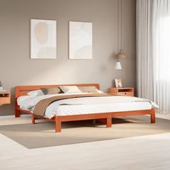 Super King Solid Wood Pine Bed Frame - Wax Brown 180x200 cm - Sturdy & Stylish