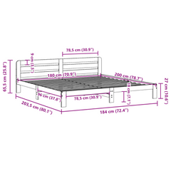 Super King Solid Wood Pine Bed Frame - Wax Brown 180x200 cm - Sturdy & Stylish