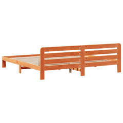 Solid Wood Pine Bed Frame without Mattress - Wax Brown, 200x200 cm