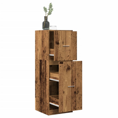 Elegant Apothecary Cabinet in Old Wood Finish - 40x41x118 cm | Engineered Wood Storage Solution