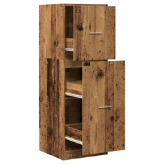 Elegant Apothecary Cabinet in Old Wood Finish - 40x41x118 cm | Engineered Wood Storage Solution