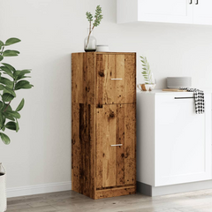 Elegant Apothecary Cabinet in Old Wood Finish - 40x41x118 cm | Engineered Wood Storage Solution