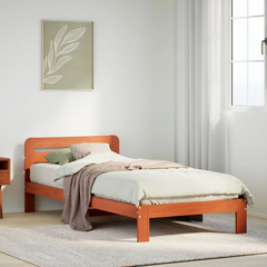 Solid Wood Pine Bed Frame without Mattress, Wax Brown, 75x190 cm Small Single - Durable & Stylish