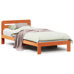 Solid Wood Pine Bed Frame without Mattress, Wax Brown, 75x190 cm Small Single - Durable & Stylish