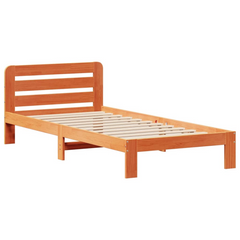 Solid Wood Pine Bed Frame without Mattress, Wax Brown, 75x190 cm Small Single - Durable & Stylish