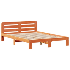 Solid Wood Pine Bed Frame in Wax Brown - Double (135x190 cm) - No Mattress Included