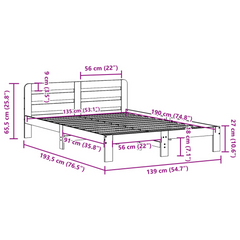 Solid Wood Pine Bed Frame in Wax Brown - Double (135x190 cm) - No Mattress Included