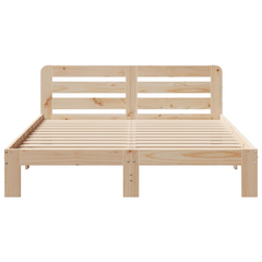 Solid Wood Pine Double Bed Frame - 135x190 cm, Without Mattress