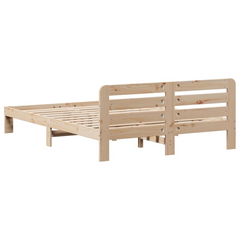 Solid Wood Pine Double Bed Frame - 135x190 cm, Without Mattress