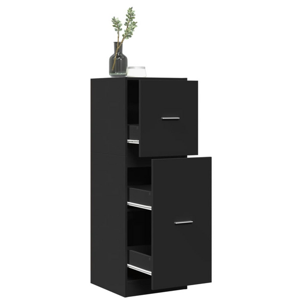 Classic Black Apothecary Cabinet 40x41x118 cm in Engineered Wood – Sleek, Durable, and Versatile