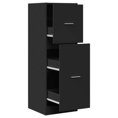 Classic Black Apothecary Cabinet 40x41x118 cm in Engineered Wood – Sleek, Durable, and Versatile