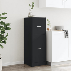 Classic Black Apothecary Cabinet 40x41x118 cm in Engineered Wood – Sleek, Durable, and Versatile