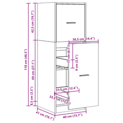 Classic Black Apothecary Cabinet 40x41x118 cm in Engineered Wood – Sleek, Durable, and Versatile