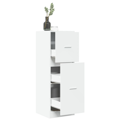 Elegant Apothecary Cabinet in White - 40x41x118 cm | Durable Engineered Wood Storage Solution