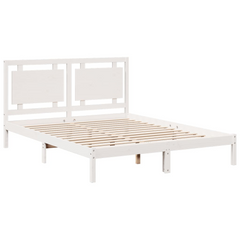 Extra Long Solid Wood Bed Frame without Mattress - White, 160x220 cm | Durable & Stylish