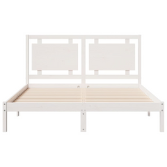 Extra Long Solid Wood Bed Frame without Mattress - White, 160x220 cm | Durable & Stylish