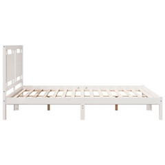 Extra Long Solid Wood Bed Frame without Mattress - White, 160x220 cm | Durable & Stylish