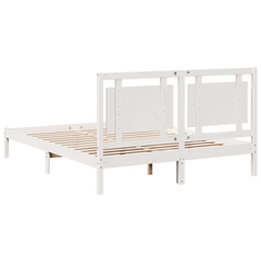 Extra Long Solid Wood Bed Frame without Mattress - White, 160x220 cm | Durable & Stylish