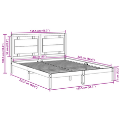 Extra Long Solid Wood Bed Frame without Mattress - White, 160x220 cm | Durable & Stylish