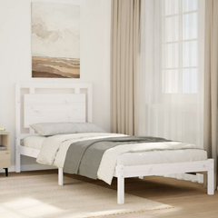 Extra Long Solid Wood Bed Frame without Mattress - White 100x220 cm - Durable & Stylish