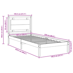 Extra Long Solid Wood Bed Frame without Mattress - White 100x220 cm - Durable & Stylish