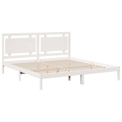 Extra Long Solid Wood Bed Frame - White 200x220 cm | Sturdy & Stylish