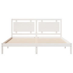 Extra Long Solid Wood Bed Frame - White 200x220 cm | Sturdy & Stylish