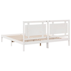 Extra Long Solid Wood Bed Frame - White 200x220 cm | Sturdy & Stylish