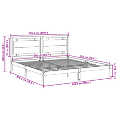 Extra Long Solid Wood Bed Frame - White 200x220 cm | Sturdy & Stylish