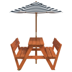 vidaXL Kids' Solid Wood Picnic Table with Umbrella - Outdoor Furniture for Fun and Relaxation