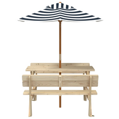 vidaXL Kids Picnic Table with Umbrella - Solid Wood Fir, Sturdy & Durable, Perfect for Outdoor Fun