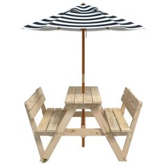 vidaXL Kids Picnic Table with Umbrella - Solid Wood Fir, Sturdy & Durable, Perfect for Outdoor Fun