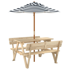 vidaXL Kids Picnic Table with Umbrella - Solid Wood Fir, Sturdy & Durable, Perfect for Outdoor Fun