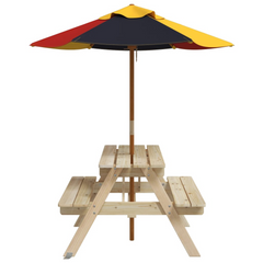 vidaXL Kids Picnic Table with Umbrella - Solid Wood Fir - Perfect for Outdoor Fun & Parties