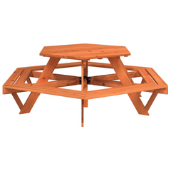 Super Fun vidaXL Hexagon Picnic Table for 6 Kids with Benches - Solid Wood Fir, Perfect for Outdoor Playtime