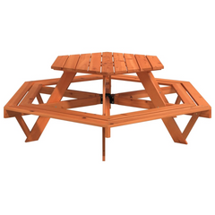 Super Fun vidaXL Hexagon Picnic Table for 6 Kids with Benches - Solid Wood Fir, Perfect for Outdoor Playtime