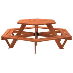 Super Fun vidaXL Hexagon Picnic Table for 6 Kids with Benches - Solid Wood Fir, Perfect for Outdoor Playtime