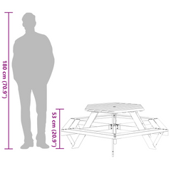 Super Fun vidaXL Hexagon Picnic Table for 6 Kids with Benches - Solid Wood Fir, Perfect for Outdoor Playtime