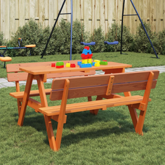 vidaXL Kids Picnic Table with Umbrella Hole - Solid Wood Fir, Sturdy & Stable, Perfect for Outdoor Fun