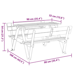 vidaXL Kids Picnic Table with Umbrella Hole - Solid Wood Fir, Sturdy & Stable, Perfect for Outdoor Fun