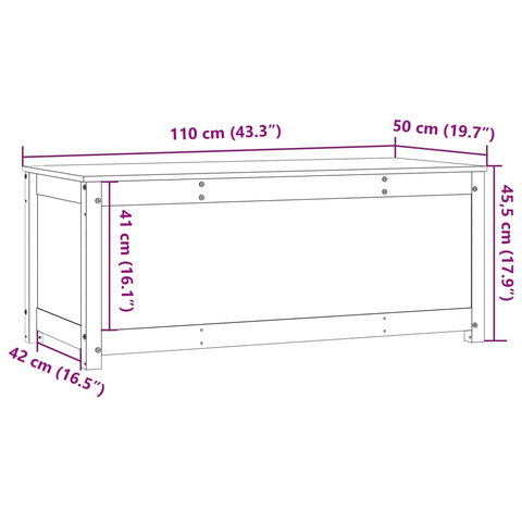 White Solid Pine Wood Storage Box 110x50x45.5 cm - Stylish & Durable Home Organizer