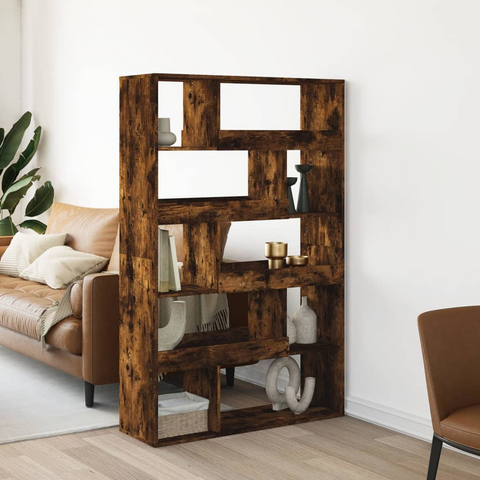 Classic Bookcase with 10 Spacious Shelves, Smoked Oak Finish, Engineered Wood, 100x33x156.5 cm