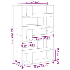 Classic Bookcase with 10 Spacious Shelves, Smoked Oak Finish, Engineered Wood, 100x33x156.5 cm