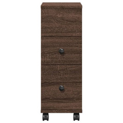 Narrow Bathroom Cabinet with Wheels Brown Oak Engineered Wood