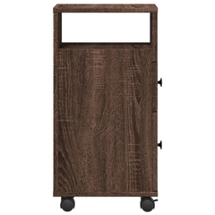 Narrow Bathroom Cabinet with Wheels Brown Oak Engineered Wood