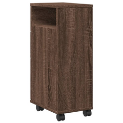 Narrow Bathroom Cabinet with Wheels Brown Oak Engineered Wood