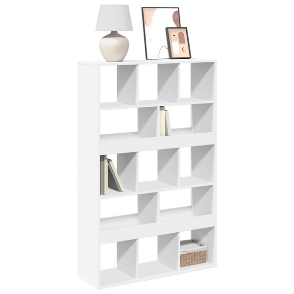 White Engineered Wood Bookcase - 13 Compartments, 100x33x156.5 cm