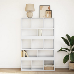 White Engineered Wood Bookcase - 13 Compartments, 100x33x156.5 cm